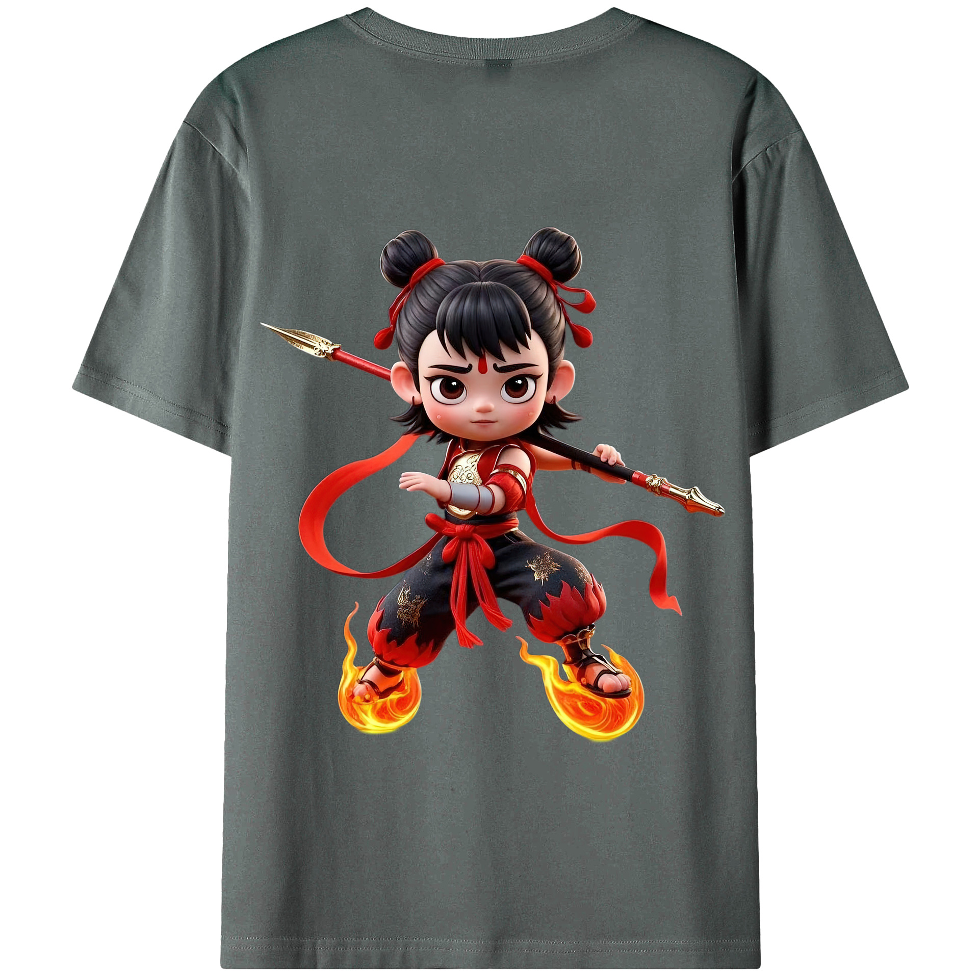（画像用） Ne Zha 2 ナタ 魔童の大暴れ 綿100％半袖Tシャツ（背面プリント）